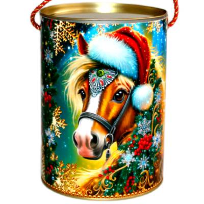 Сладкий новогодний подарок в жестяной упаковке весом 650 грамм