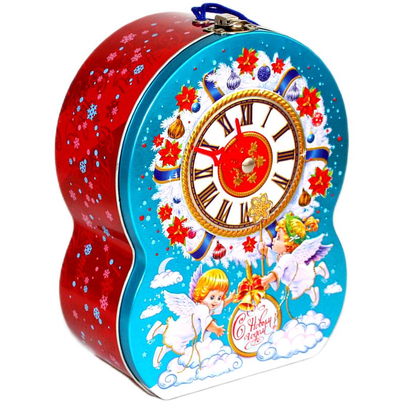 Детский новогодний подарок в жестяной упаковке весом 750 грамм